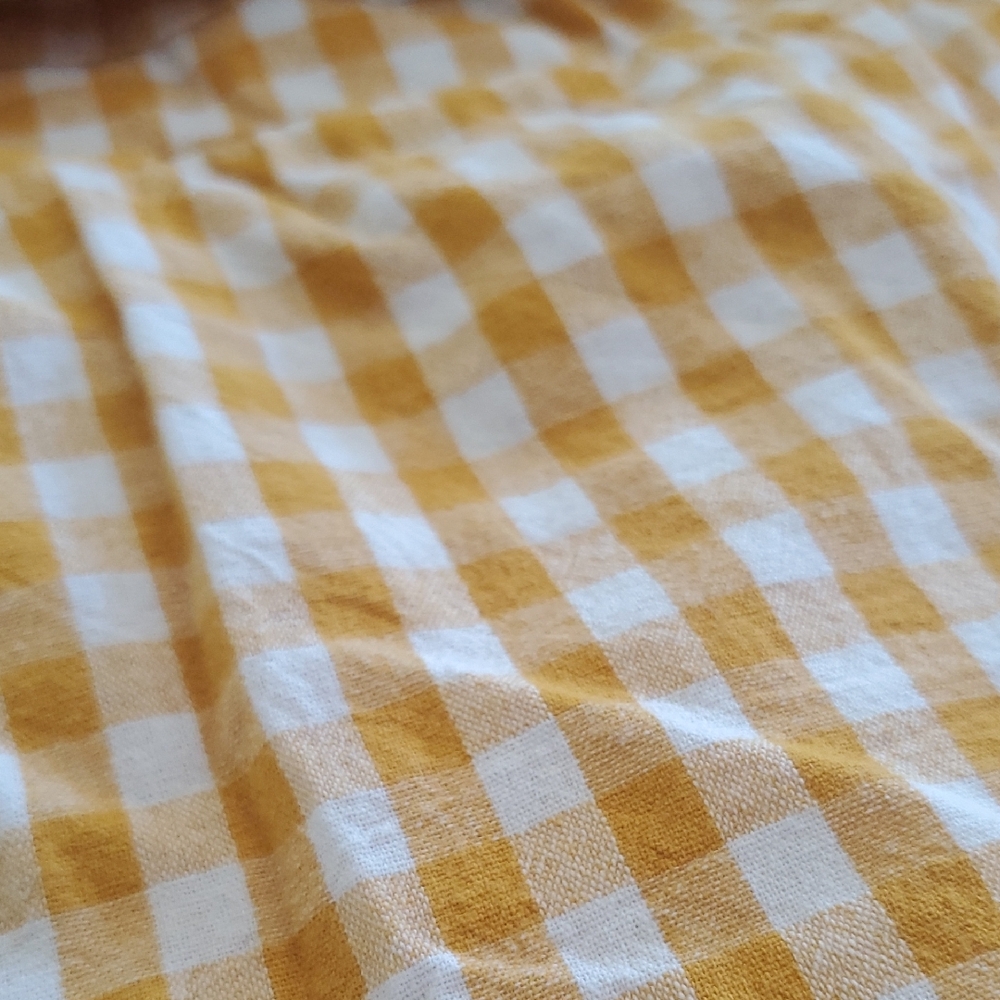 Lulus Gingham High Waist Pants Mustard Yellow Cropped Summer Cottagecore - Picture 7 of 7